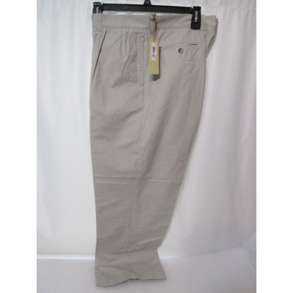 Barry Bracken Sz 40/30 Khaki‎ Tan Pleat Front Cotton Pants
